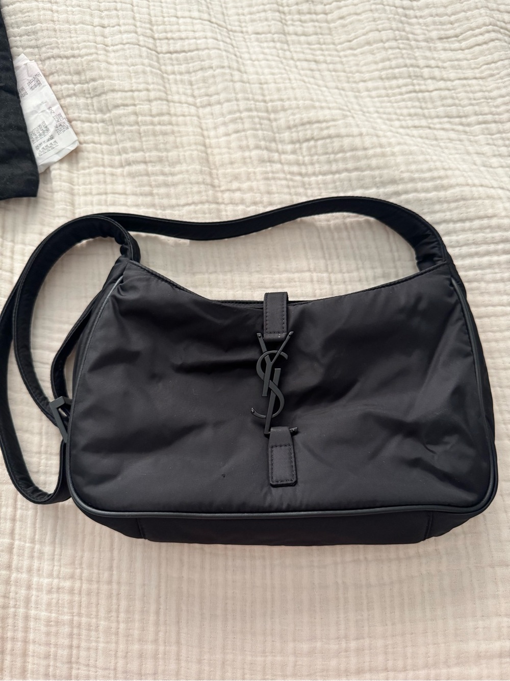 Saint Laurent Black Nylon Crossbody Bag with YSL Emblem